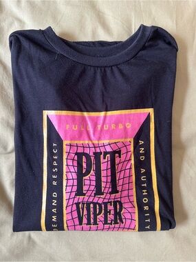 Pit Viper Navy Short Sleeve Tee with Pink & Gold Graphic